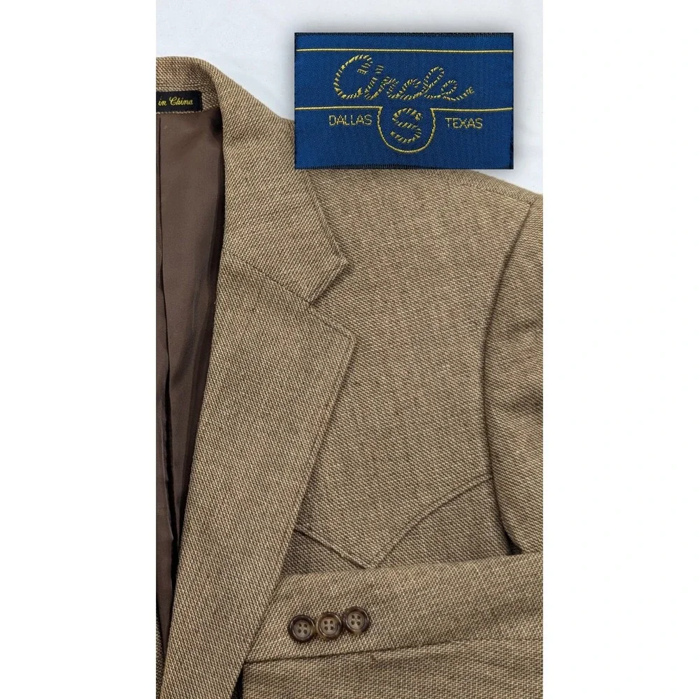 Circle S Blazer Sport Coat Western Yoke 100% Silk Burlap Heavy Blazer 42R 44